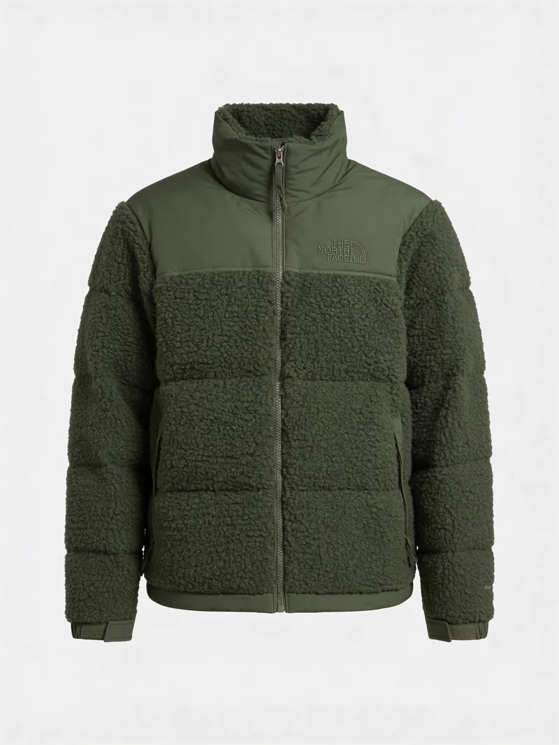 TNF – Kurtka puchowa z materiału Sherpa w kolorze zielonym